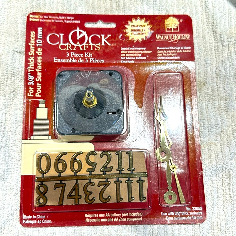 NEW Clock Crafts Quartz Clock Movement by Walnut Hollow 3/8"